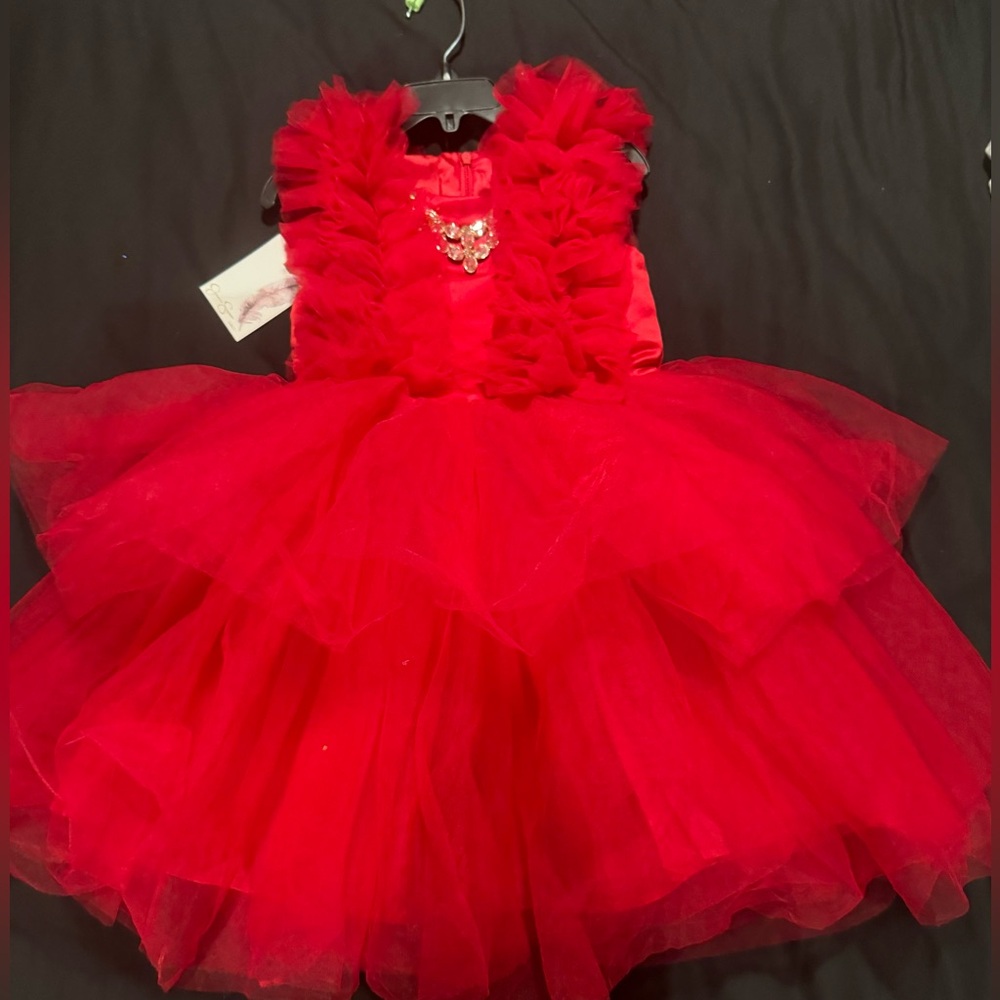 Jessica Simpson Special Occasion Dress for Girls with Ruffles and Brooch